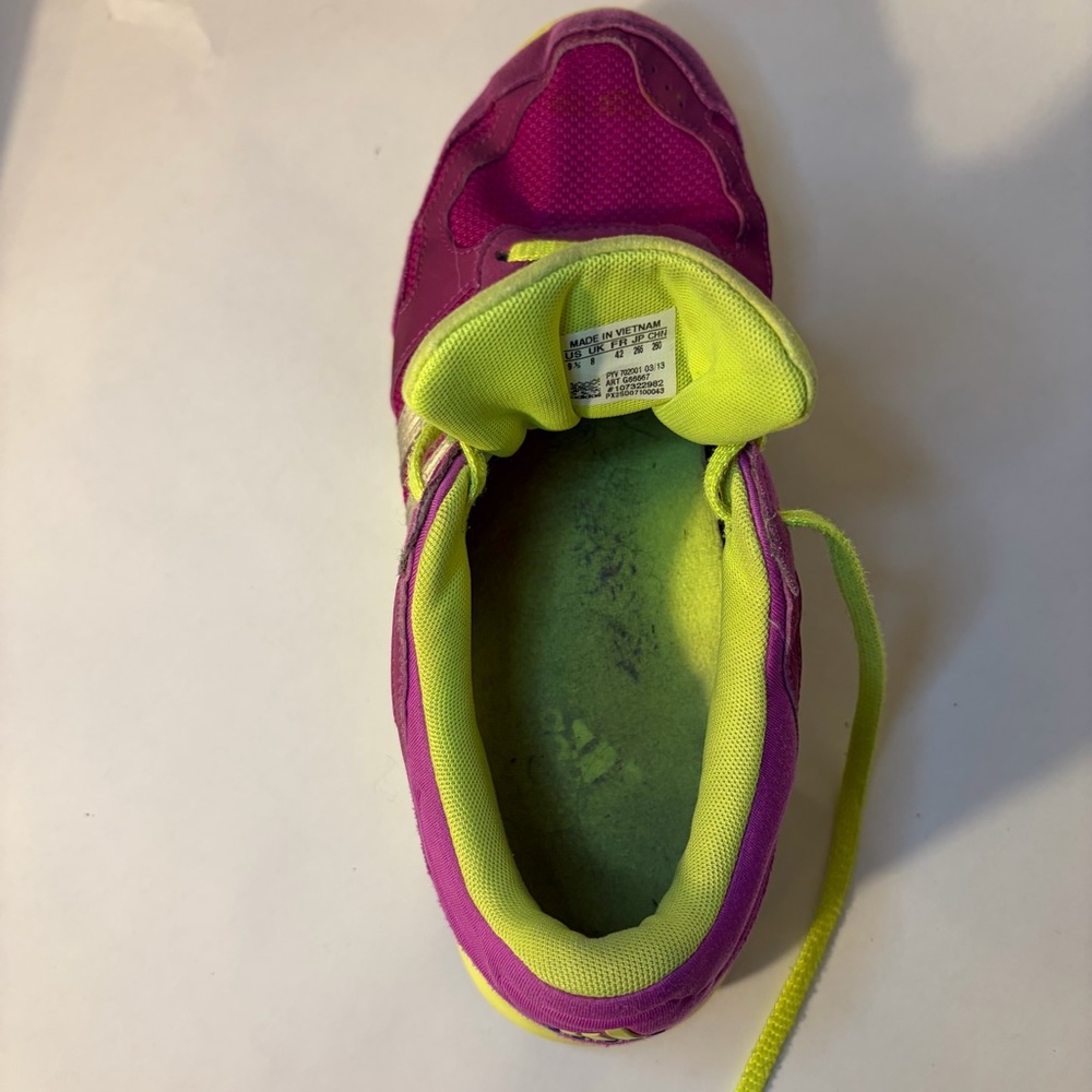 Adidas LA Runner Sneakers Tennis Shoes Bright Pink Neon Green Sz 9.5 Workout GUC - Picture 13 of 14
